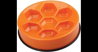 M-pets Voerbak Slow Feeder Cavity Oranje 25x25x5,8