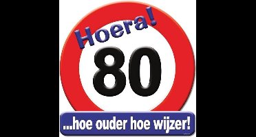 Huldeschild HOERA 80 JAAR 50x50 cm