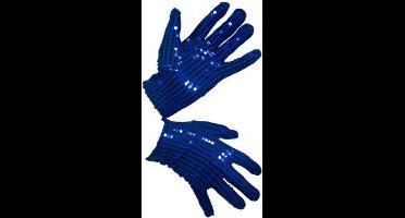 Handschoen blauw pailletten rondom