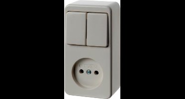 Hager Berker Serieschakelaar met contactdoos zonder aardcontact - Oppervlakwit - 61673540 - E3H99