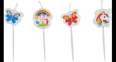 4 kleine eenhoorn kaarsjes - Feestdecoratievoorwerp