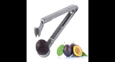 Westmark Pruimenontpitter voor eetklare pruimen, 16,7 cm lang, aluminium, voedselveilig gecoat, roestvrijstalen mes, Steinex, zilver, 40102260