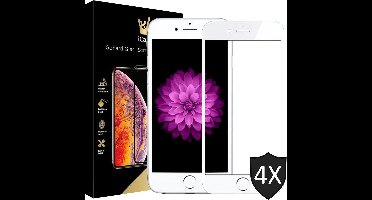 Screenprotector geschikt voor iPhone SE 2022 / 2020 / 8 / 7 - 4x FullGuard Screen Protector Wit