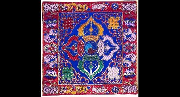 Klankschaal/altaarkleed Dubbele Dorje brokaat - 22x22 cm