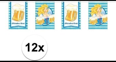 Oktoberfest - 12x Oktoberfest/bierfeest vlaggenlijnen/slingers rechthoekig 10 meter - Feestartikelen versiering
