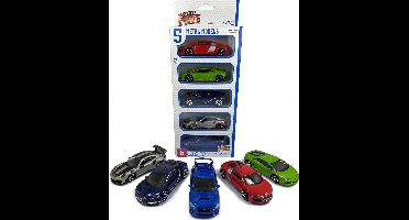 Bburago Porsche 911, Bugatti Chiron, Subaru Wrx Sti, Audi R8, Lamborghini Huracan - set van 5 modelauto's 1:43