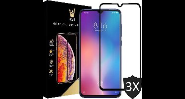 Screenprotector geschikt voor Xiaomi Mi 9 - Tempered Gehard Glas - Full Screen Volledig Beeld - iCall - 3 Stuks