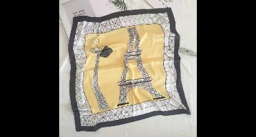 FS Zijde Blend Sjaal –  Dames Sjaal 70cm - La tour Eiffel Yellow