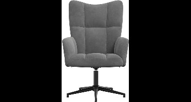 Relaxstoel – Fauteuil – Lounge Chair – Draaifauteuil – Zithoekstoel – Donkergrijs Fluweel – 360 Graden Draaibaar – Stalen Frame Met Kruisvoet