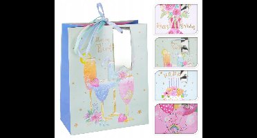 Koopman - Pastel Geschenkentas - Urodzinowa - 10x18x23 cm - 1 stuk