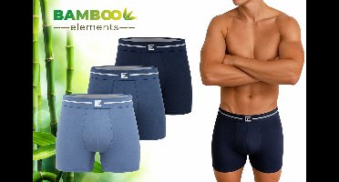 Bamboo Elements Boxershort Heren - 3 Pack - Blauw Assorti - Boxershorts - Bamboo Boxershort Heren XL