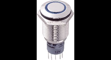 TRU COMPONENTS 701979 LAS2GQF-22E/B/12V/N/P Vandalismebestendige druktoets 250 V/AC 3 A 2x aan/(aan) Moment Blauw 1 stu