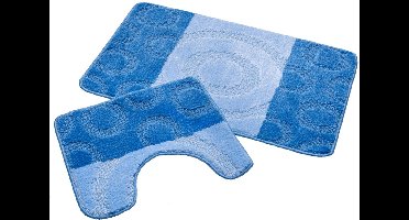 Badmat Set Nevada – Douchemat 60x100 cm & WC Mat 50x60 cm – Zachte Chenille Badkamermat – Antislip – Wasbaar – Oeko-Tex– Blauw