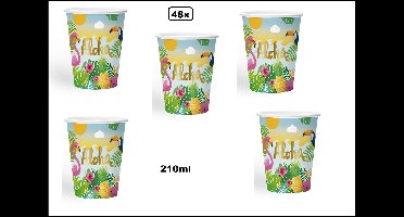 48x Beker Aloha 210ml karton - Diner drinken knoeien restaurant Tropical Hawai party BBQ thema feest verjaardag feest