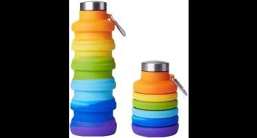 Regenboogkleur Silicone Opvouwbare Waterfles - Buitensport Grote Capaciteit, Draagbaar & Uittrekkbaar