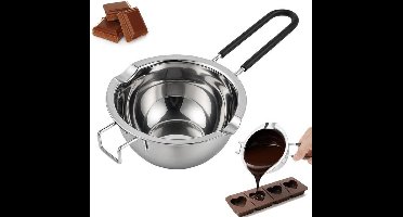 Smeltpot - 400 ml chocoladesmeltpot - 304 roestvrijstalen smeltpot met hittebestendig handvat - Geschikt voor het smelten van chocolade, kaarsen, was, suiker, boter - Zwart