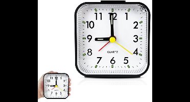 Zwarte Stille Wekker met Snooze Functie en LED Nachtlampje - Acryl Spiegel Wekker - Analoge Kwarts Wekker voor Slaapkamer - Kleine Reiswekker voor Kinderen