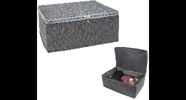 Opbergdozen, Opbergboxen, Opberger, Opbergdoos Van Stof Met Deksel - Unlocked - Opvouwbare Opbergdozen Voor In De Kledingkast - Kleine Opbergdoos Van Stof Met Ritssluiting Voor Kleine Spullen - Ondergoed, Kleding - Grijs - 1 Stuk
