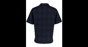 Donkerblauw geruite doorknoop polo BOSS Orange Rayer reverskraag