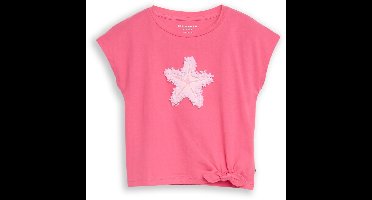 Tom Tailor - T-shirt met knoopdetail - Maat 104/110 - Flashy Pink