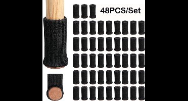 48 stuks verdikte stoelpootsokken, stoelpootbreihoezen, antislip meubeltafelvoethoezen, vloerbeschermer, rekbaar (zwart)
