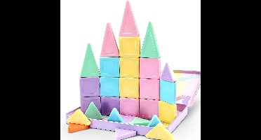 Mini-magneetblokken voor meisjes (3-8 jaar) – 36-delige Macaron-set | Ideaal voor in het vliegtuig, restaurant, op reis of in de klas | Magnetisch STEM-bouwspeelgoed & Fidget-speelgoed | Leuk als paasmandvulling