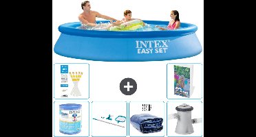Intex Rond Opblaasbaar Easy Set Zwembad - 305 x 61 cm - Blauw - Inclusief Filter - Schoonmaakset - Solarzeil - Zwembadfilterpomp - 7-delig