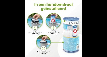 Intex Rond Opblaasbaar Easy Set Zwembad - 396 x 84 cm - Blauw - Inclusief Pomp Solarzeil - Vloertegels - Warmtepomp - 7-delig