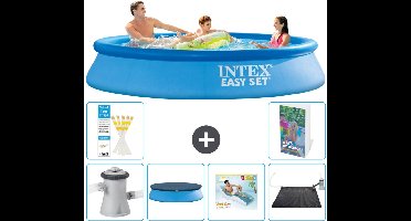 Intex Rond Opblaasbaar Easy Set Zwembad - 305 x 61 cm - Blauw - Inclusief Pomp Afdekzeil - Loungebed - Solar Mat - 7-delig