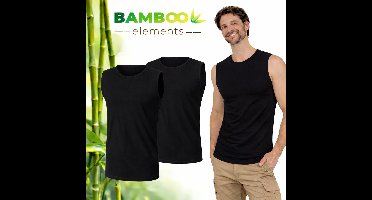 Bamboo Elements - Mouwloos Shirt Heren - Zwart - S - 2 pack - Tanktop Heren - Ondershirt Heren