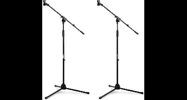 Vonyx set van 2 MS10 microfoonstatieven zwart in hoogte verstelbaar incl. microfoonhouders