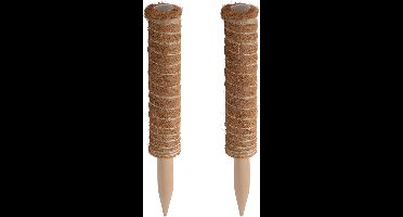 Pro garden plantenstok kokos - 2x - eucalyptushout - D4,5 x H30 cm - plantensteun