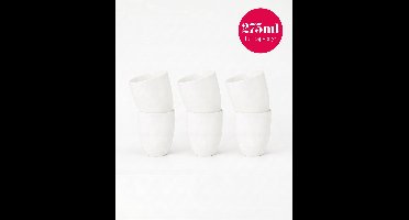 vtwonen - Basic - Set van 6 - Mokken zonder oor - Wit - Porselein - 275ml