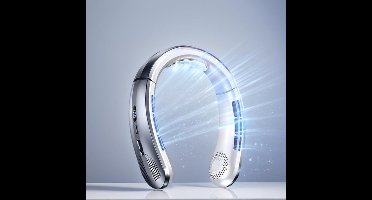 Draagbare halskoelventilator, 100 snelheden, bladless design, USB-C oplaadbaar, ultra stil bij 60 windsnelheden (grijs)