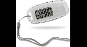 Witte 3D stappenteller, beste stappenteller voor wandelen, LED-achtergrondverlichting, USB-oplaadbare stappenteller met afneembaar koord, nauwkeurige stappenteller voor wandelen
