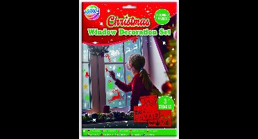 Kerst raamstickerset decoratie 3 x A4 met stift voor kinderen.