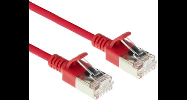 ACT Rode 5 meter LSZH U/FTP CAT6A datacenter slimline patchkabel snagless met RJ45 connectoren