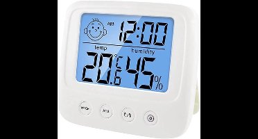 Digitale binnen thermometer hygrometer met achtergrondverlichting – wit – grote LCD-display – nauwkeurige temperatuur- en vochtigheidsmeter voor babykamer, slaapkamer en kantoor – nachtzicht functie