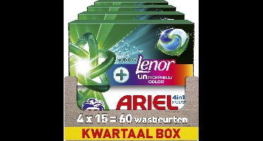 Ariel 4in1 Wasmiddel Pods +Touch Van Lenor Unstoppables Kleur - 4 x 15 Wasbeurten