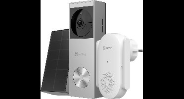 EZVIZ 2K Wireless Video Doorbell with Solar Panel, 5200mAh Battery, Person Detection, Color Night Vision, Privacy Zone, Built-in 8GB eMMC, Video Doorbell with Camera, Wireless/Wired, CP3 Pro+Chime