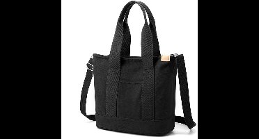 Dames canvas draagtas - Schoudertas - Stijlvolle handtas - Casual draagtas - Geschikt voor dagelijks gebruik, kantoor, school en winkelen. (Zwart)