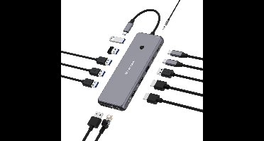 Verbatim Adapterhub USB-C - 2xHDMI/DP/Eternet/6xUSB-A/Jack 3,5 mm/2xUSB-C aluminium/aluminium 32153