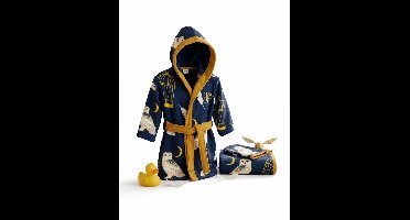 Set Badjas Capuchon + Handdoek 50x100cm + Washandje Harry Potter Hedwig – 100% Polyester – 7/8 jaar