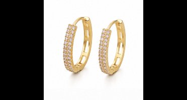 Oorbellen- Goudkleurig - Zirkonia- Verguld - Roestvrijstalen oorbellen - sieraden – Cadeau tip – Hip - Trendy