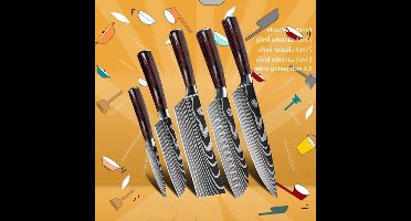 Keukenmessen - Knife set - Chef Knife - Knives - Kitchen Knife - Japans 7CR17 440C Hoog Koolstof - Roestvrij Staal - Laser Damascus Patroon Mes - ADGEF