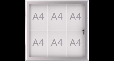 MAUL Vitrine MAULexcite liggend formaat 6 x A4 aluminium 69.6 x 73.9 x 2.8 cm zilver