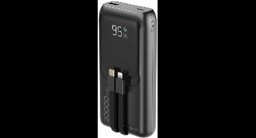 20W Powerbank 20.000 mAh - met geïntegreerde lightning en usb-c kabels - USB-C en USB-A - PowerDelivery & QC 3.0 - EnerGenie
