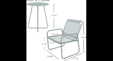 Tuinset – Tuinmeubelset – Bistroset – Balkonset – 3-delig Groen – Ademend Stof – Compact Rond Tafel 60 cm