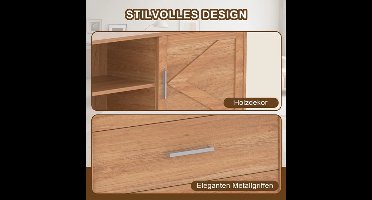 Lowboard TV-meubel – TV-meubelkast – TV-dressoir – TV-standaard – TV-kast – Natuurlijk Hout – 160 × 45 × 35 cm – FSC-gecertificeerd E1-hout met krasbestendige melamine afwerking