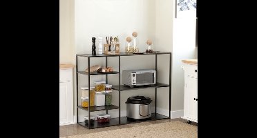 Boekenrek – Boekenkast – Opbergkast – Vakkenkast – Wandrek – Metaal Zwart – 120x35x87,5 cm – Duurzaam Gepoedercoat Staal – Kantelvaste Moderne Opbergoplossing
